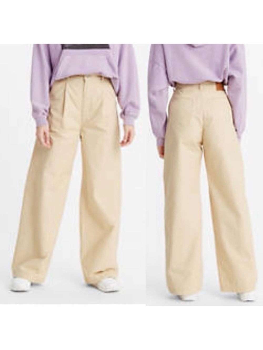 Levi's Premium Pleated High Loose Pants: Crisp Twill Semolina - Khaki Tan Beige